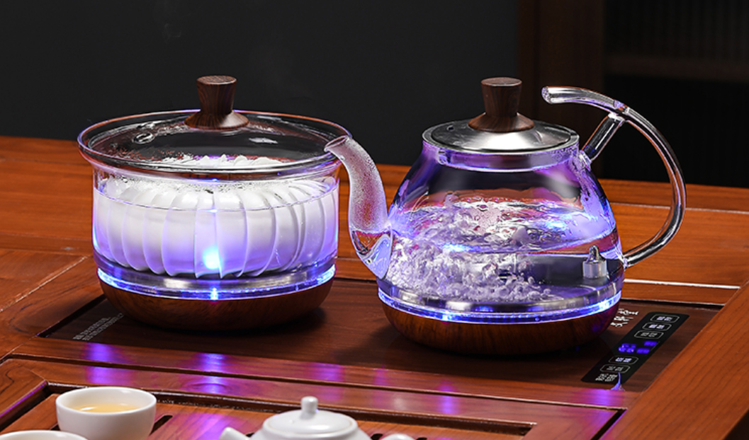 Bộ Đun Nước Điện Tự Động Pha Trà Thủy Tinh Cao Cấp,Led Xanh Sáng 2 Bên Khi Đun,Có Thể Đun Đồng Bộ