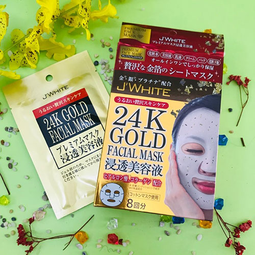 MẶT NẠ J'WHITE TINH CHẤT VÀNG 24K NHẬT BẢN HỘP/ 8 MIẾNG