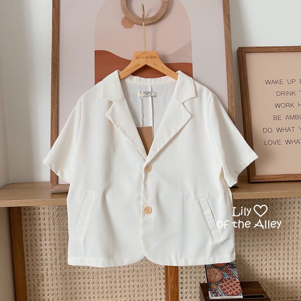 Áo blazer cộc tay túi chéo