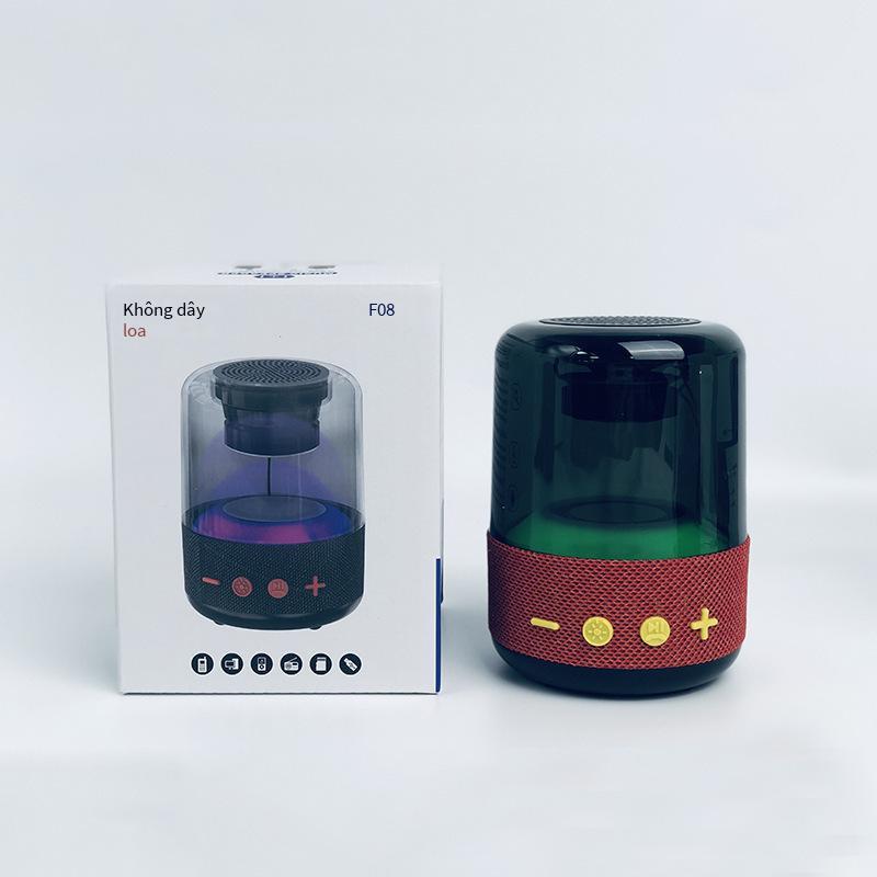 Thuận lợi nhất loa bluetooth F08 mới tại nhà 3d bao quanh đèn lồng trong suốt âm thanh loa siêu trầm mini bầu không khí ánh sáng loa