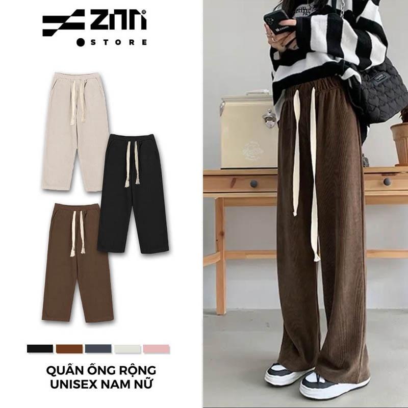 Quần Nhung Tăm Ống Rộng Nam Nữ, Quần Nhung tăm dây rút unisex 5 mầu Zinti QD30