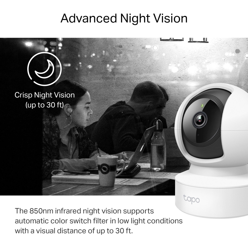 Camera WiFi TPLink Tapo C212 3.0MP [Chưa có thẻ nhớ] Chuẩn 2K Đèn hồng ngoại Âm thanh 2 chiều Quay 360° Hỗ trợ cổng LAN - Hàng chính hãng FPT phân phối