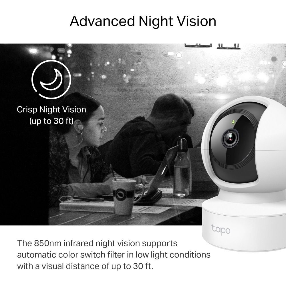 Camera WiFi TPLink Tapo C212 3.0MP Chuẩn 2K Đèn hồng ngoại Âm thanh 2 chiều Quay 360° Hỗ trợ cổng LAN - Hàng chính hãng FPT phân phối