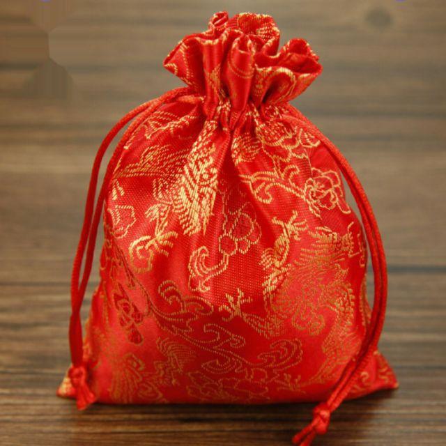 Túi gấm đỏ may mắn Long Phụng