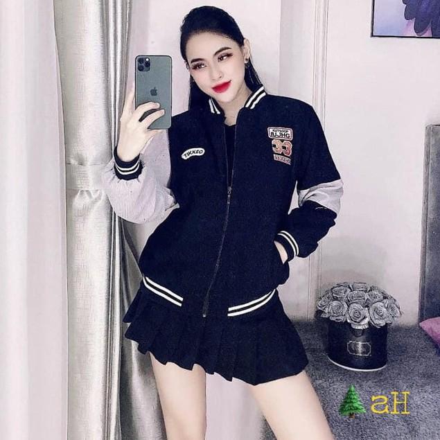 (Hình thật)Áo Khoác Nhung Bóng Chày Bomber 33