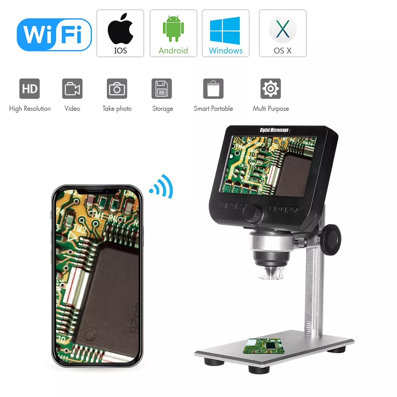 Kính hiển vi kỹ thuật số soi nổi TERINO 1000X-WFHD - Hàng Chính Hãng