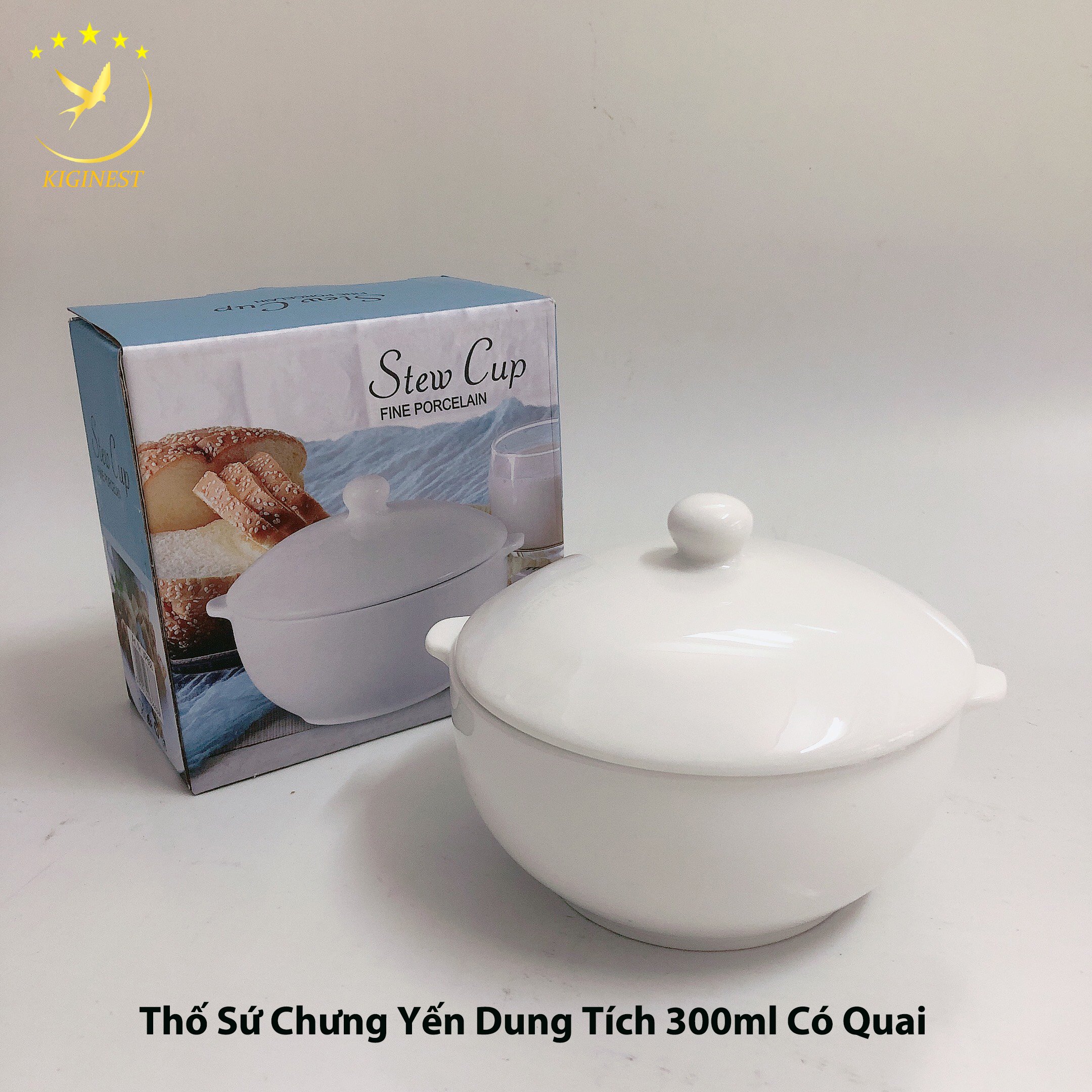 THỐ SỨ CHƯNG YẾN CÓ QUAI TẶNG KÈM HỘP CARTON - DUNG TÍCH 300ML - GIÁ SIÊU TỐT