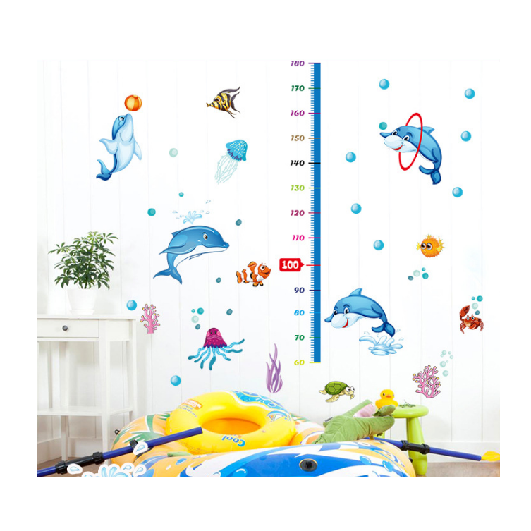 Decal Dán Tường Trang Trí Thước Đo Cá Heo