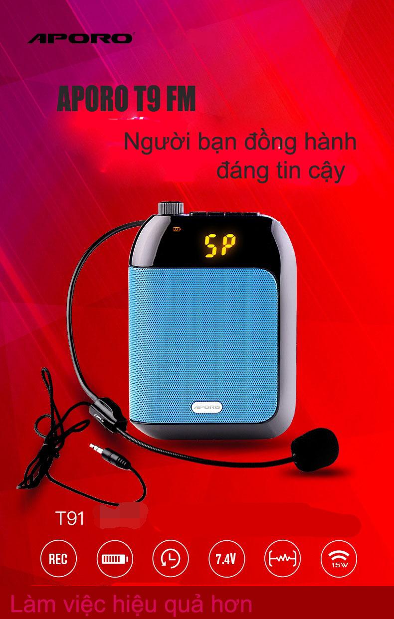 máy trợ giảng không dây Aporo T9 1 FM ( tặng túi đựng máy thời trang )