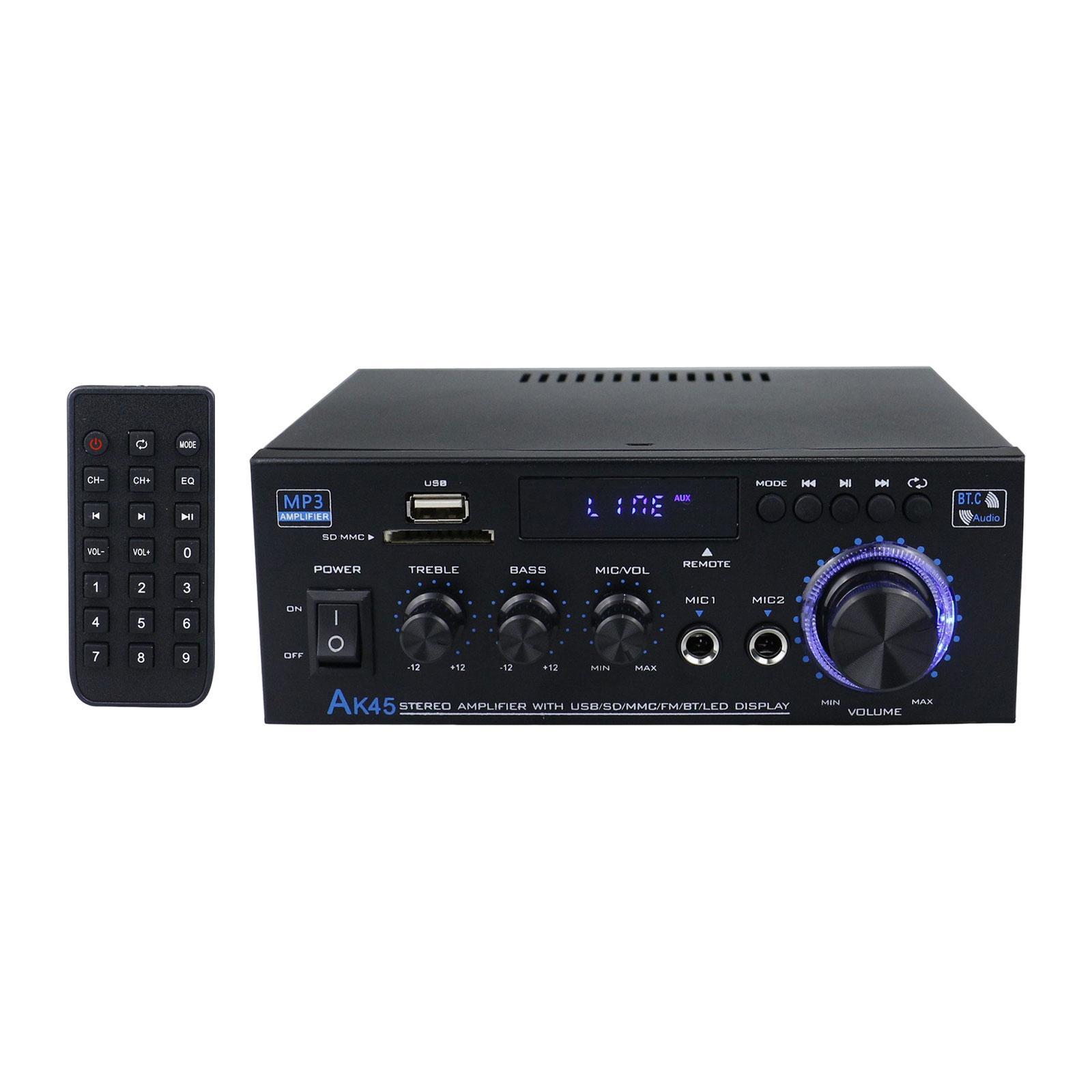 AK45 Audio Power Amplifier with Microphone 2.0 Channel HiFi Stereo Amplifier