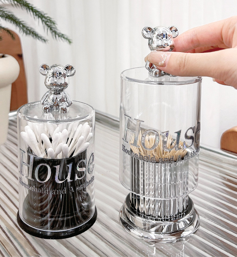 Hộp đựng tăm bằng nhựa acrylic hình gấu bearbrick Phong Cách Bắc Âu sang trọng cao cấp