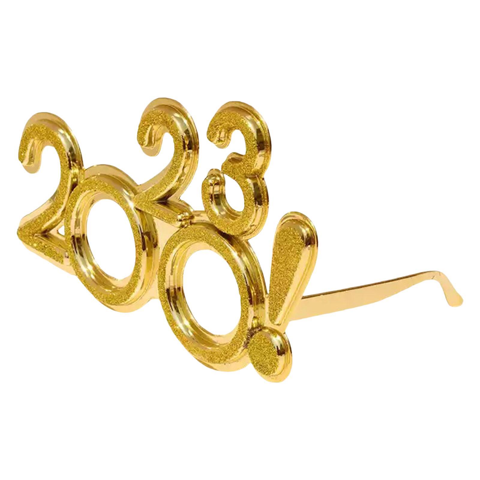 2Pcs 2023 Glitter Eyeglasses Photo Props Party Supplies