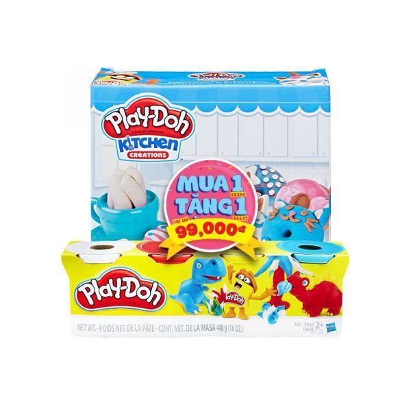 Combo Bột nặn Play Doh Tập làm bánh donut tặng kèm 2 hũ bột nặn CBE3344-2B5517A