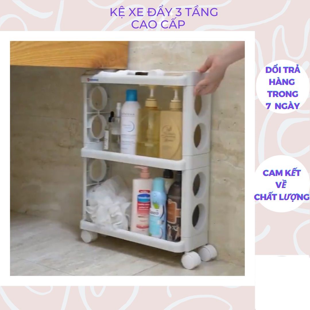 Kệ đa năng 3 tầng Việt Nhật (MS: 5580-3) có bánh xe tiện lợi – Kệ xe đẩy 3 tầng cao cấp -HÀNG VIỆT NAM