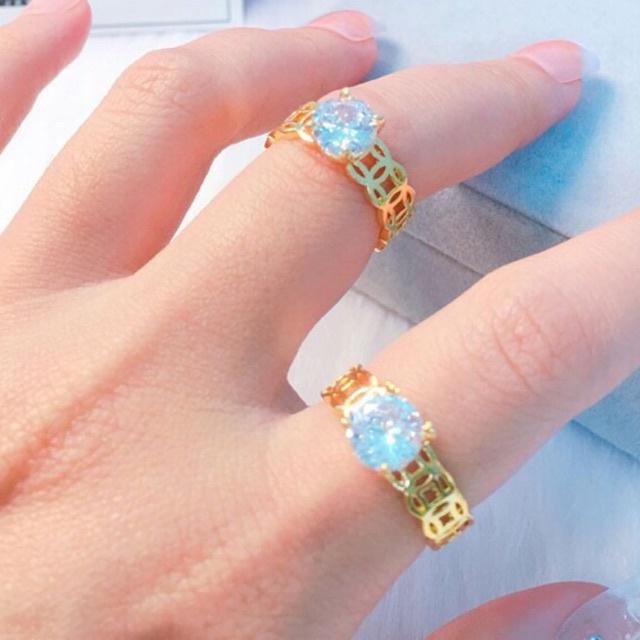 Nhẫn kim tiền đính đá bền màu