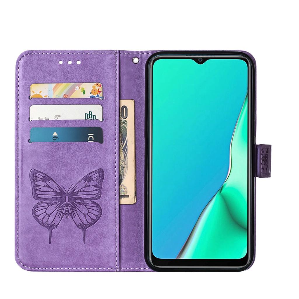 Ốp điện thoại da dạng ví dập nổi hình bướm cho OPPO A52 A72 A92 A31 A8 A5 A7 2020 A53 A32 A73 A93 4G OPPO F17 Pro