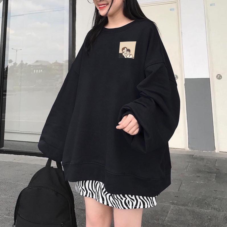 Áo sweater nỉ đôi bạn, áo sweater đôi bạn Trà Sữa siêu xinh
