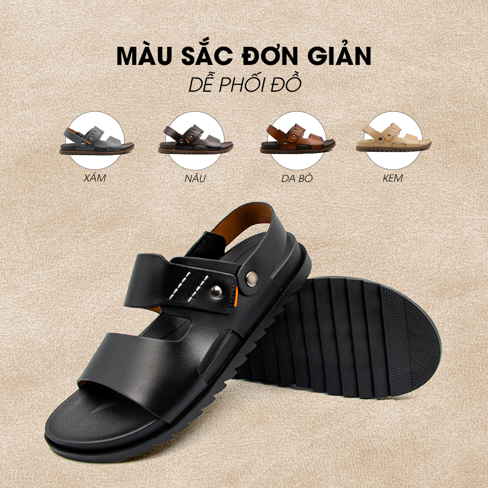Sandal Tomoyo Da Bò Thật Đế Rãnh Chống Trượt TMS301