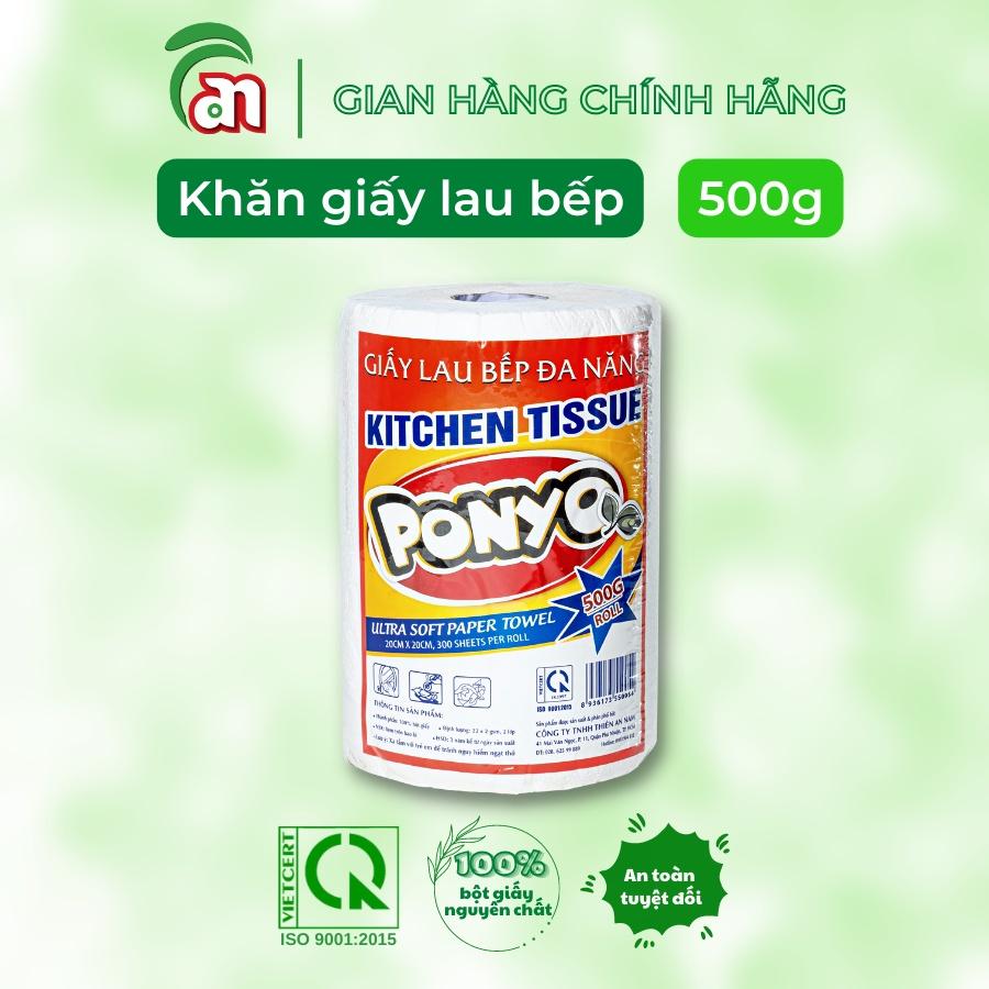 Khăn giấy lau bếp cao cấp PONYO 2 lớp 500g, khăn giấy khô siêu dai dùng thay khăn giấy ướt - Thiên An Nam paper