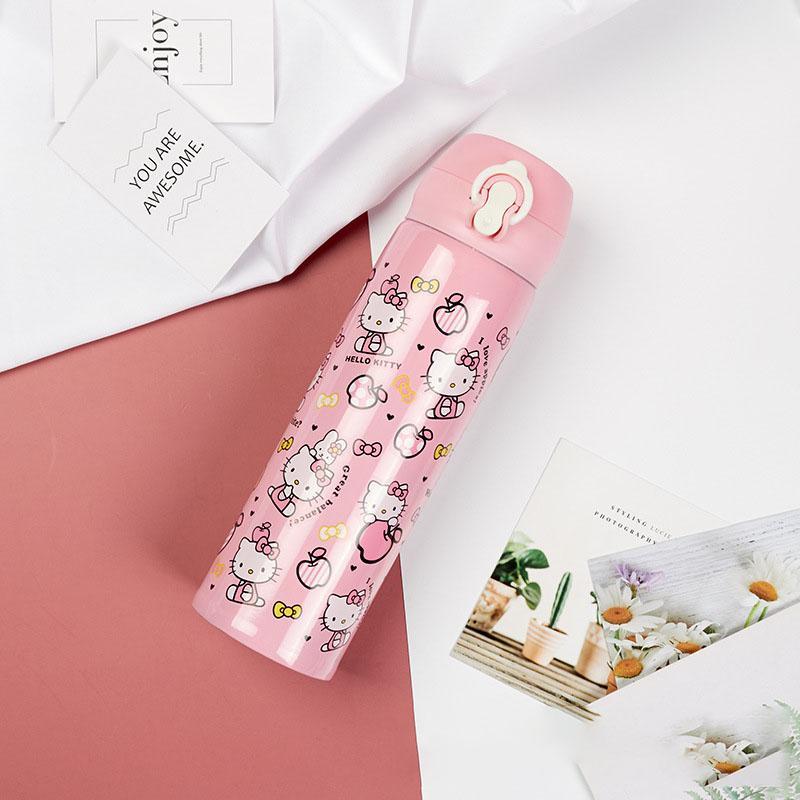 [HSP195][Rẻ vô địch] Bình giữ nhiệt inox 304 kèm sticker có dây quai 450 ml siêu cute