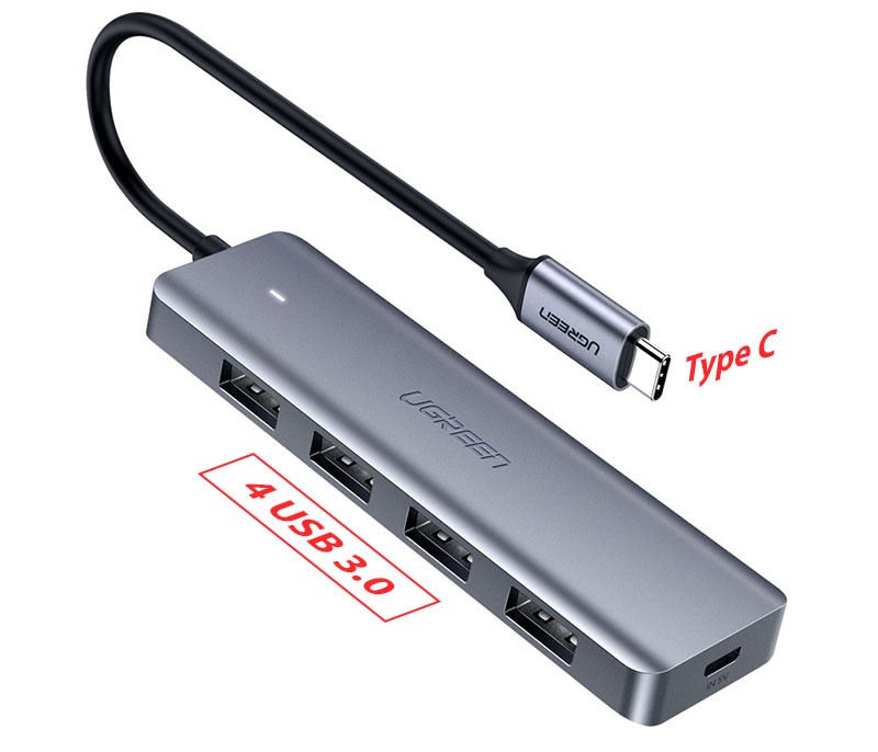 Bộ Chia Cổng Hub Type-C 4 Port ra USB 3.0 Chất Liệu Vỏ Nhôm Tốc Độ Truyền Tải Dữ Liệu Cao