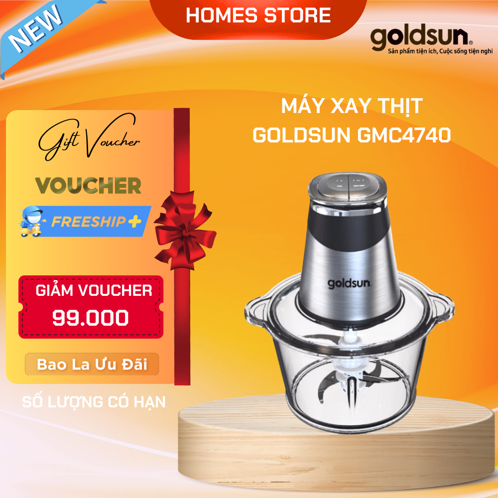 Máy Xay Thịt Đa Năng GOLDSUN GMC4740 2 Chế Độ Điều Chỉnh Dung Tích 2 Lít Công Suất 500 W - Hàng Chính Hãng