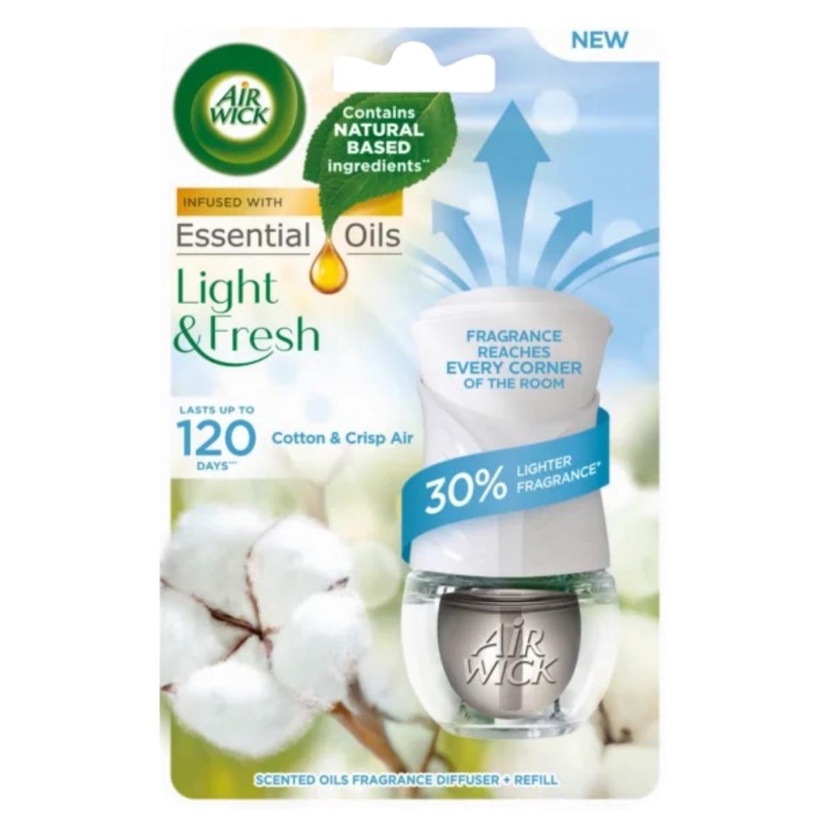 Bộ Tinh Dầu Cắm Điện Air Wick AWK3189 Cotton & Crisp Air 19ml (Hương hoa bông), sử dụng điện 220V