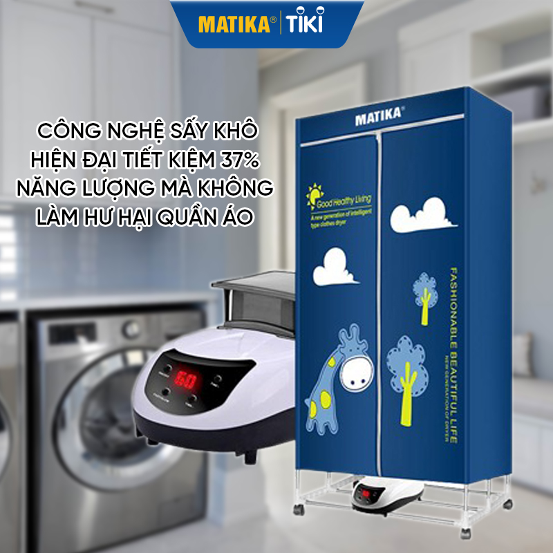 Tủ Sấy Quần Áo MATIKA MTK-CD1218 Điều Khiển Từ Xa Công Suất 1200W - Hàng Chính Hãng