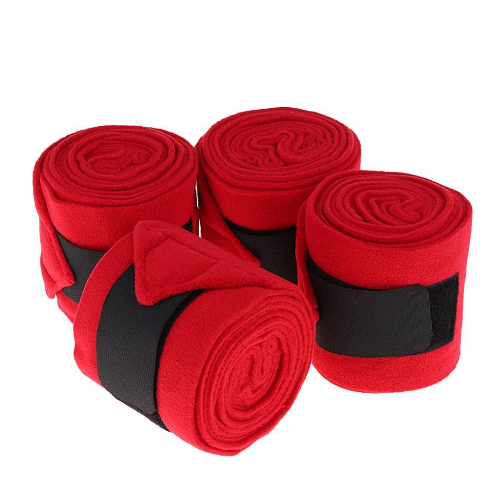 4 Rolls Fleece Leg Wraps Horse Equestrian Boots Bracer Leg Protection Wraps -