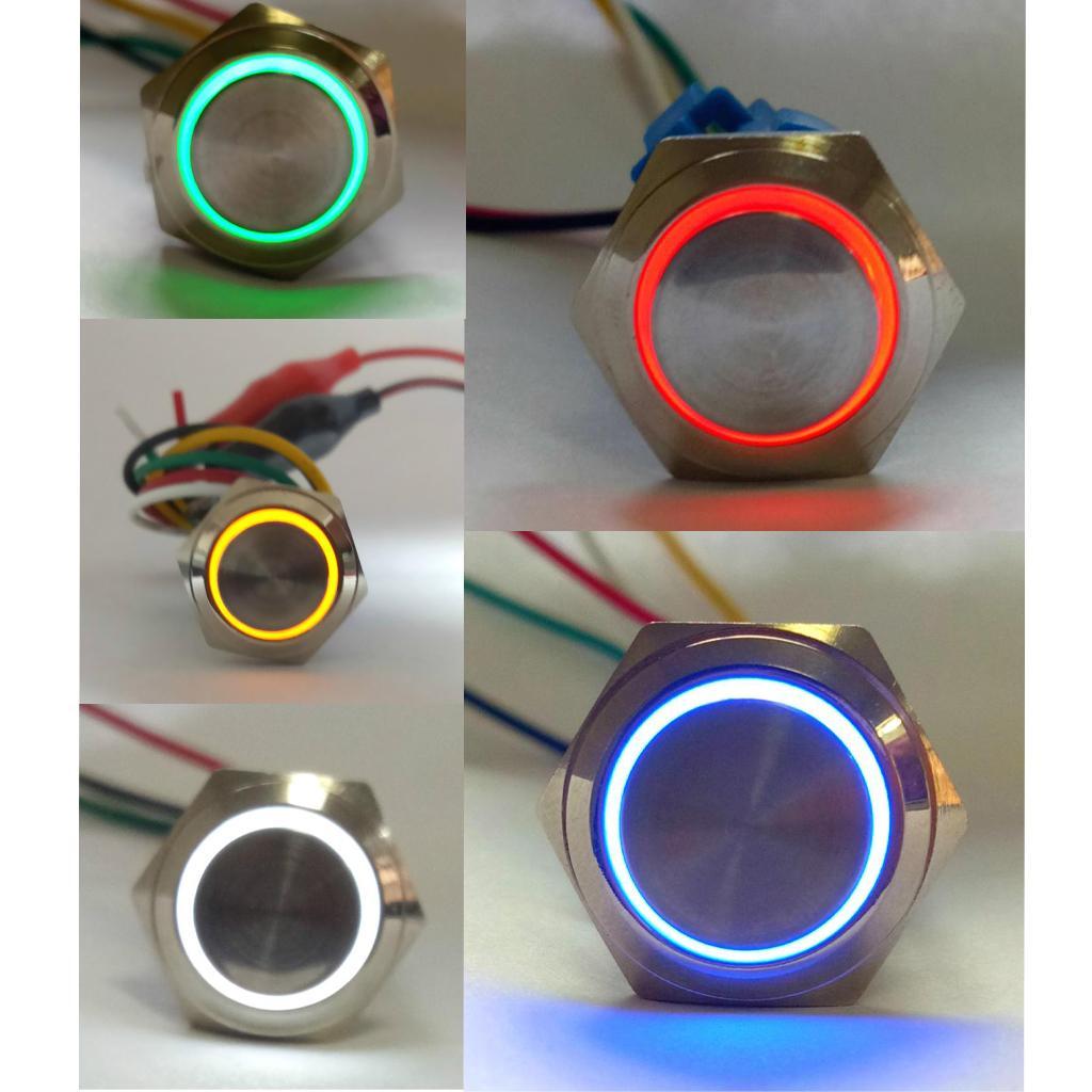 16mm 3-6V 5A Metal Car Push Button Switch With LED Self-Locking