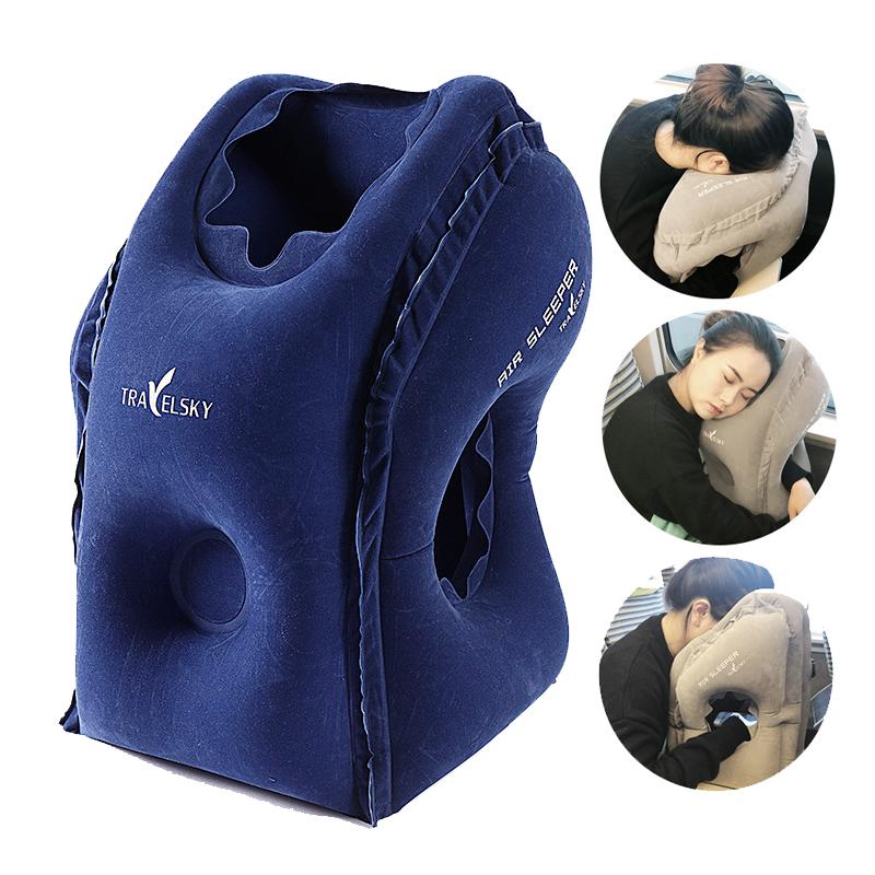 Gối Du Lịch Gối Bơm Hơi Không Đệm Mềm Mại Chuyến Đi Di Động Sản Phẩm Sáng Tạo Cơ Thể Hỗ Trợ Lưng Gấp Gọn Thổi Gối Cổ