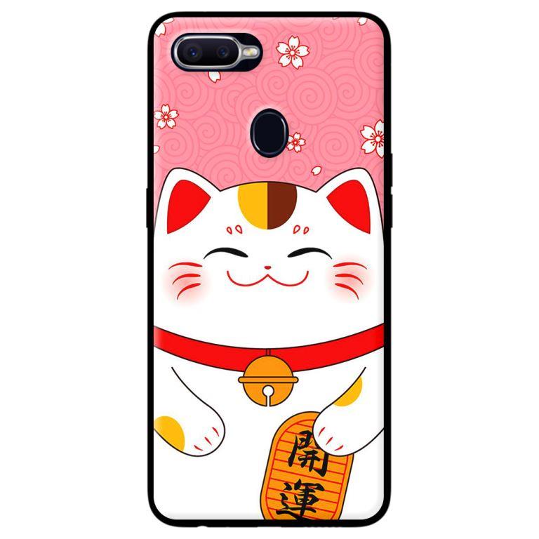 Ốp in cho Oppo F9 Mèo Nền Hồng - Hàng chính hãng
