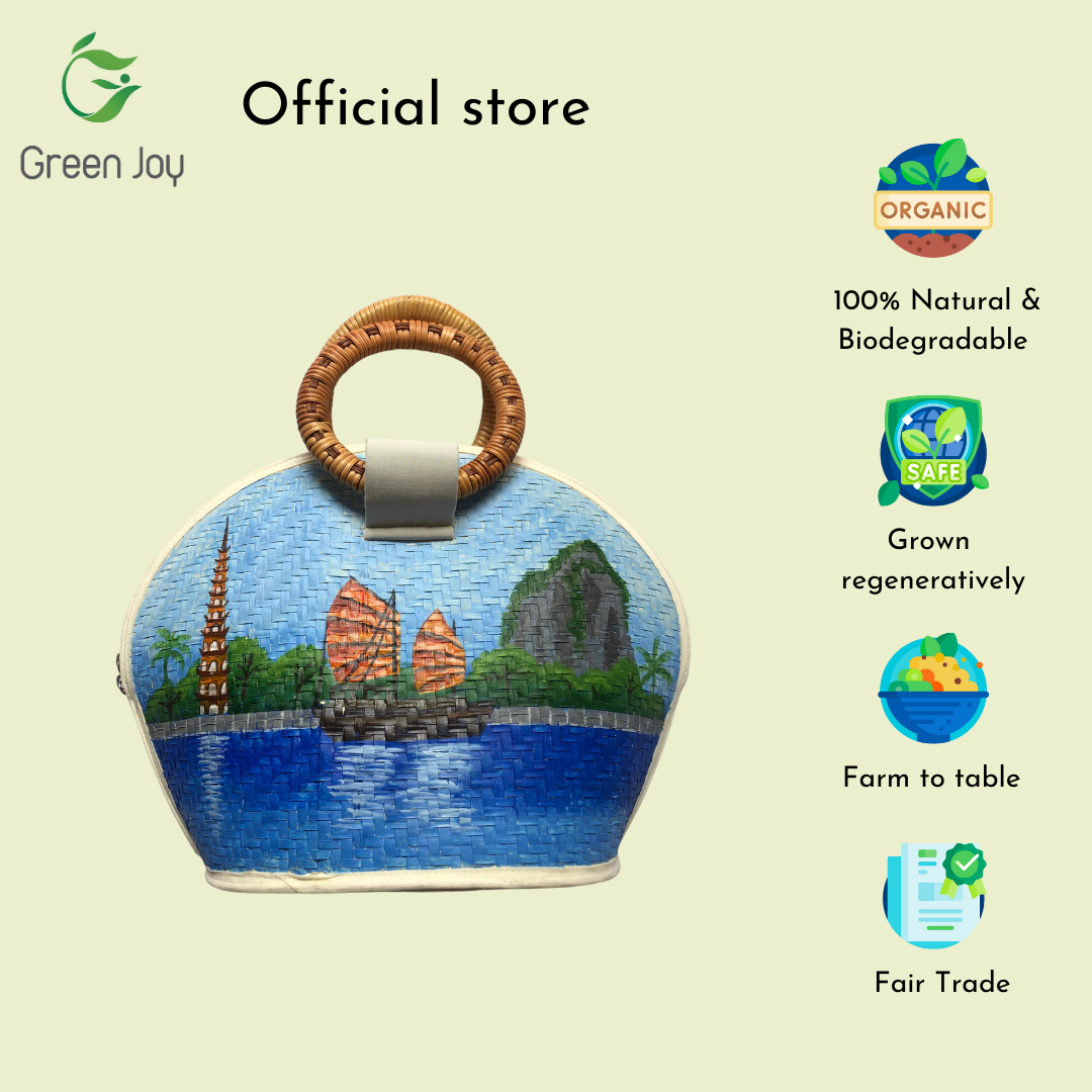 Túi cỏ bàng ovan vẽ Green Joy