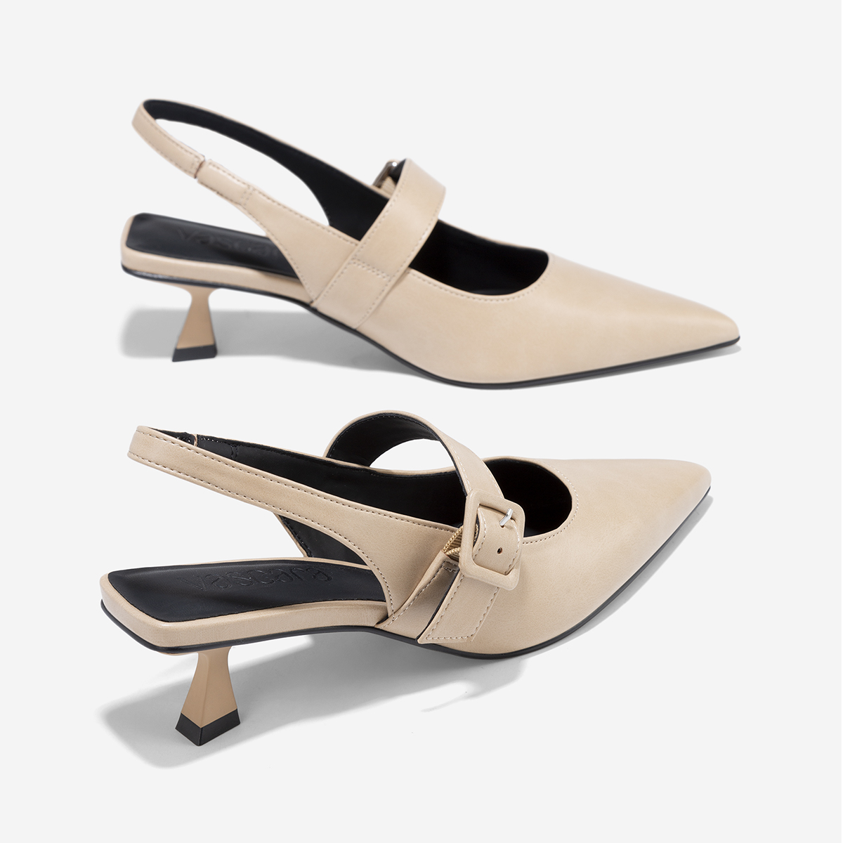 Giày bít mũi nhọn slingback phối quai - BMN 0658