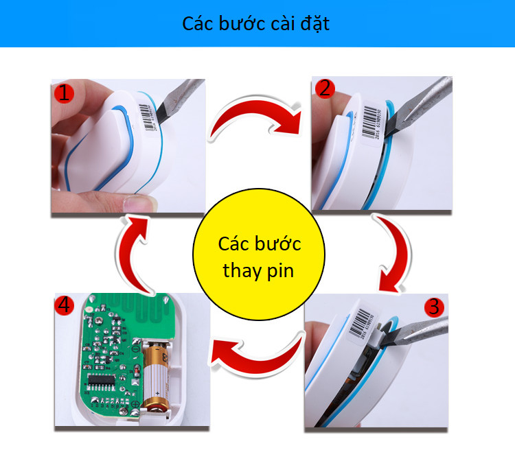 Chuông cửa đôi báo khách không dây chống nước cao cấp , không dùng pin có đèn báo Caz90092 ( Gồm 2 chuông và 1 nút nhấn )