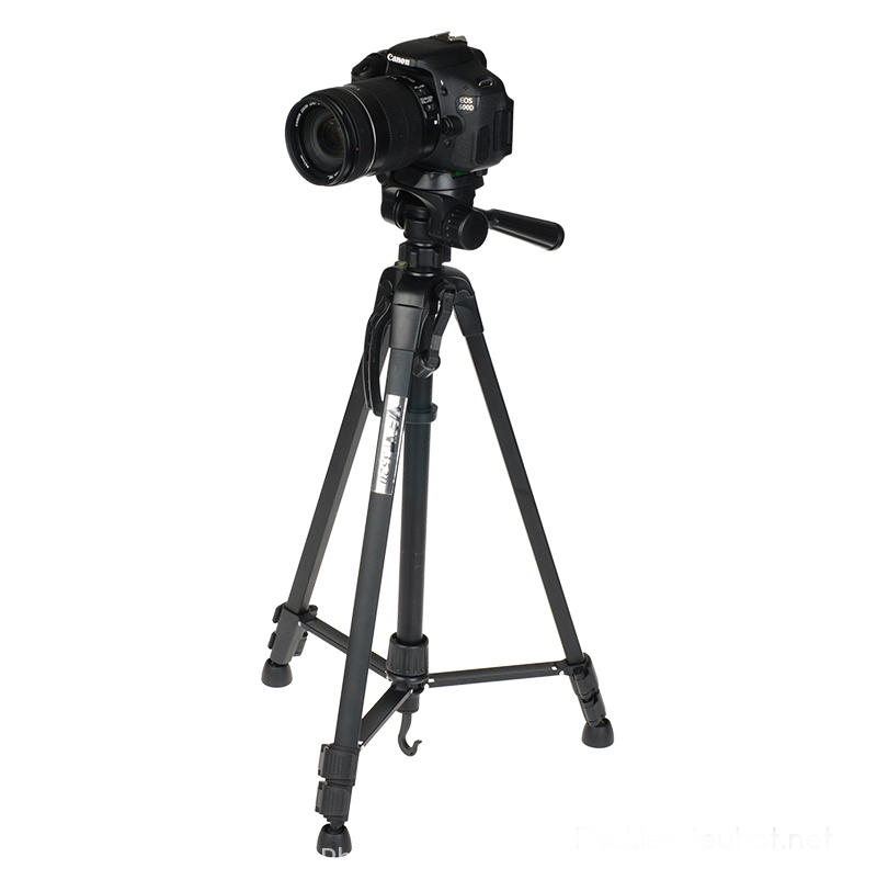 Chân máy ảnh, tripod Weifeng WT-3520, khung hợp kim cao cấp điều chỉnh được độ cao, có tay cầm cực chắc chắn tặng đầu kẹp điện thoại