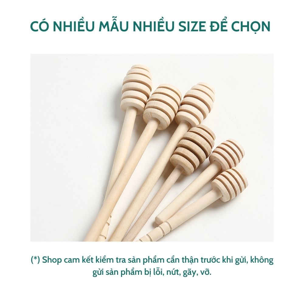 [Nhiều mẫu] Set 2 cây lấy mật ong bằng gỗ cán dài, muỗng khuấy thìa gỗ múc mật ong chuyên dụng