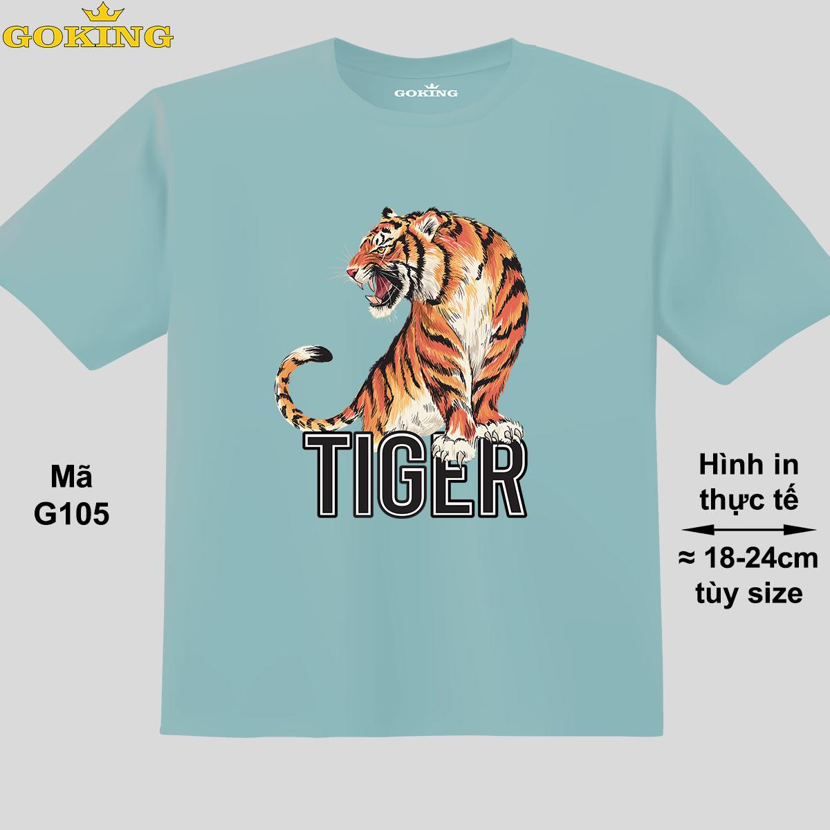 TIGER, mã G105. Áo thun hàng hiệu Goking, form unisex cho nam nữ, trẻ em, bé trai gái. Áo phông in đẹp, quà tặng cao cấp cho gia đình, cặp đôi, doanh nghiệp, hội nhóm