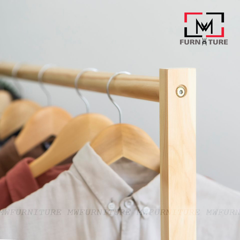 GIÁ TREO QUẦN ÁO GỖ LẮP RÁP HÀN QUỐC - SINGLE HANGER SIZE 1 MÉT - MÀU TỰ NHIÊN