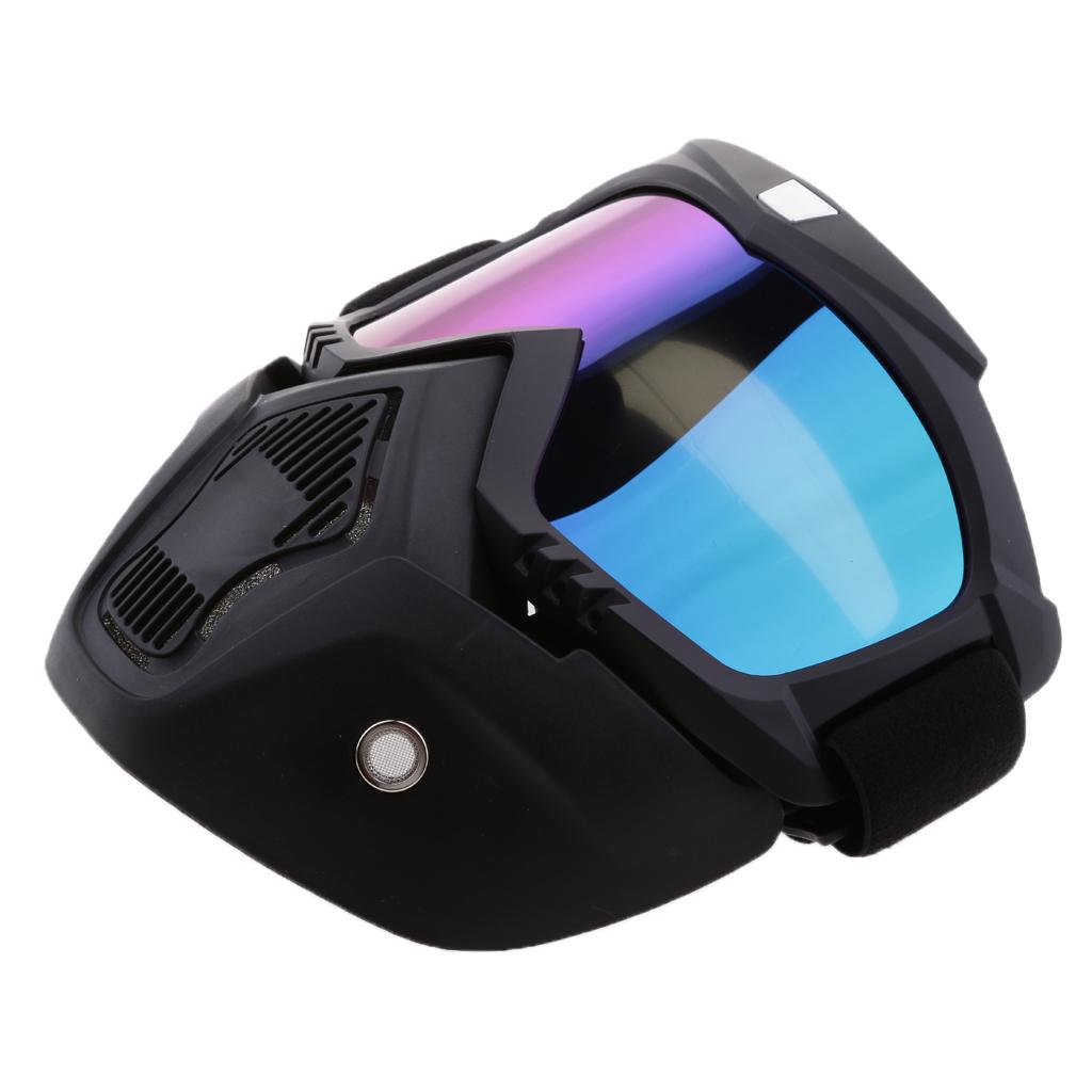 2x Motorcycle Riding Helmet Windproof Face Mask Detachable Goggles Colorful
