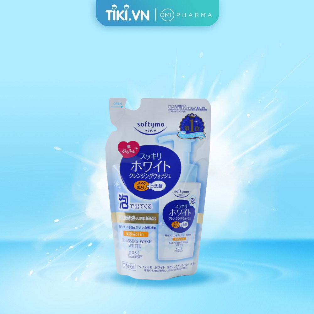 Sữa Rữa Mặt & Tẩy Trang Tạo Bọt Dưỡng Trắng Softymo Kose Nhật Bản Túi Refill