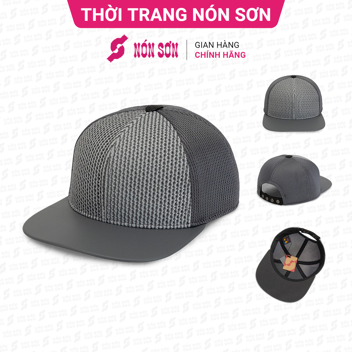Mũ snapback hiphop nam nữ NÓN SƠN chính hãng MC210BK-XM2