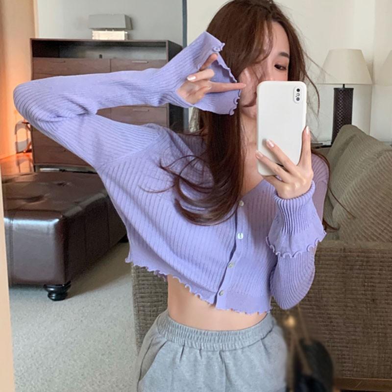 Áo Khoác Cardigan Tay Dài Cổ Chữ V Chống Nắng Thời Trang Cho Nữ