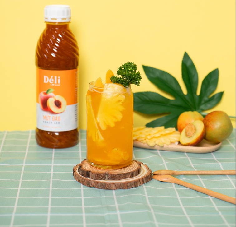 Mứt Déli Vị Đào - Hủ 350ml, Hàng Chính Hãng, Dùng Pha Chế Trà Trái Cây, Đá Bào