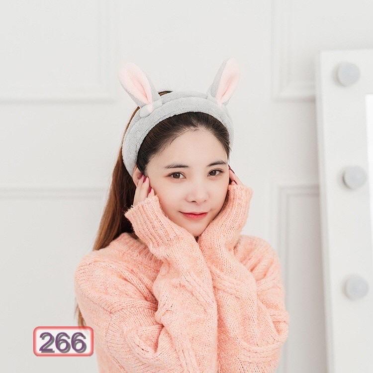 Băng Đô Rửa Mặt Bờm Cài Tóc Dễ Thương Cute Tai Thỏ Vải Nhung Dày