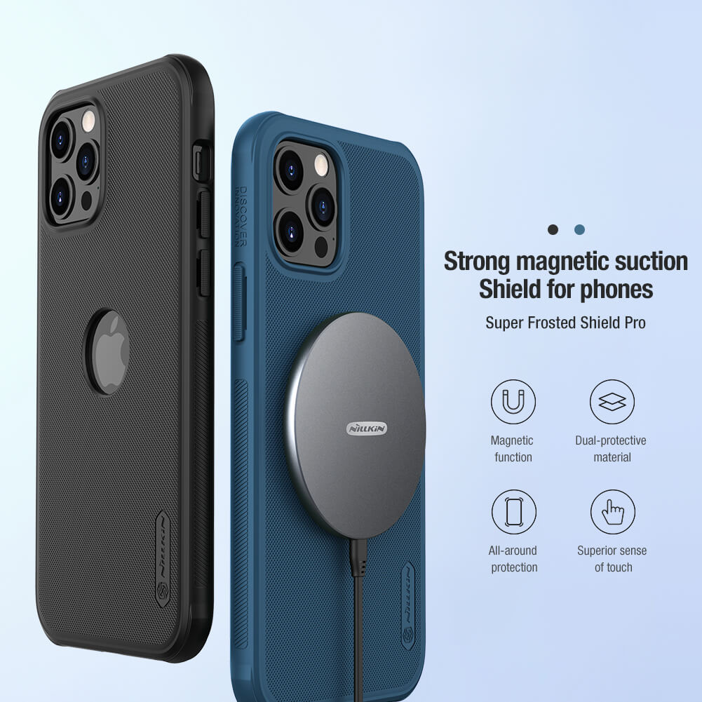 Ốp lưng cho iPhone 12 Pro Max 6.7 inch (hở logo) chống sốc mặt lưng nhám hiệu Nillkin Super Frosted Shield Pro cho khả năng chống sốc cực tốt, chất liệu cao cấp, mặt lưng nhám sang trọng - Hàng chính hãng