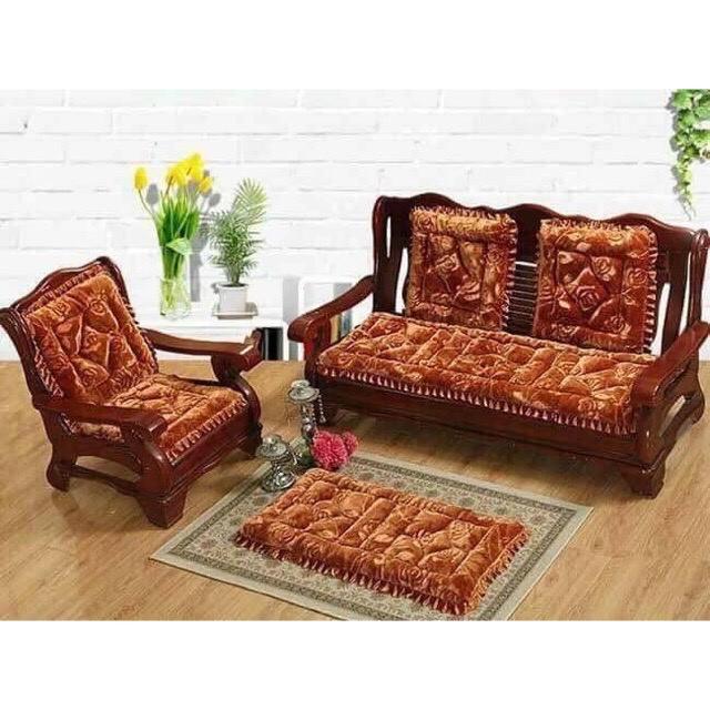 Đệm Ghế nhung, đệm ghế sofa ,Thảm Ghế nỉ Nhung Cao Cấp Trang Trí Tết Siêu Đẹp (1 bộ đệm dài Kèm 2 đệm ngắn )