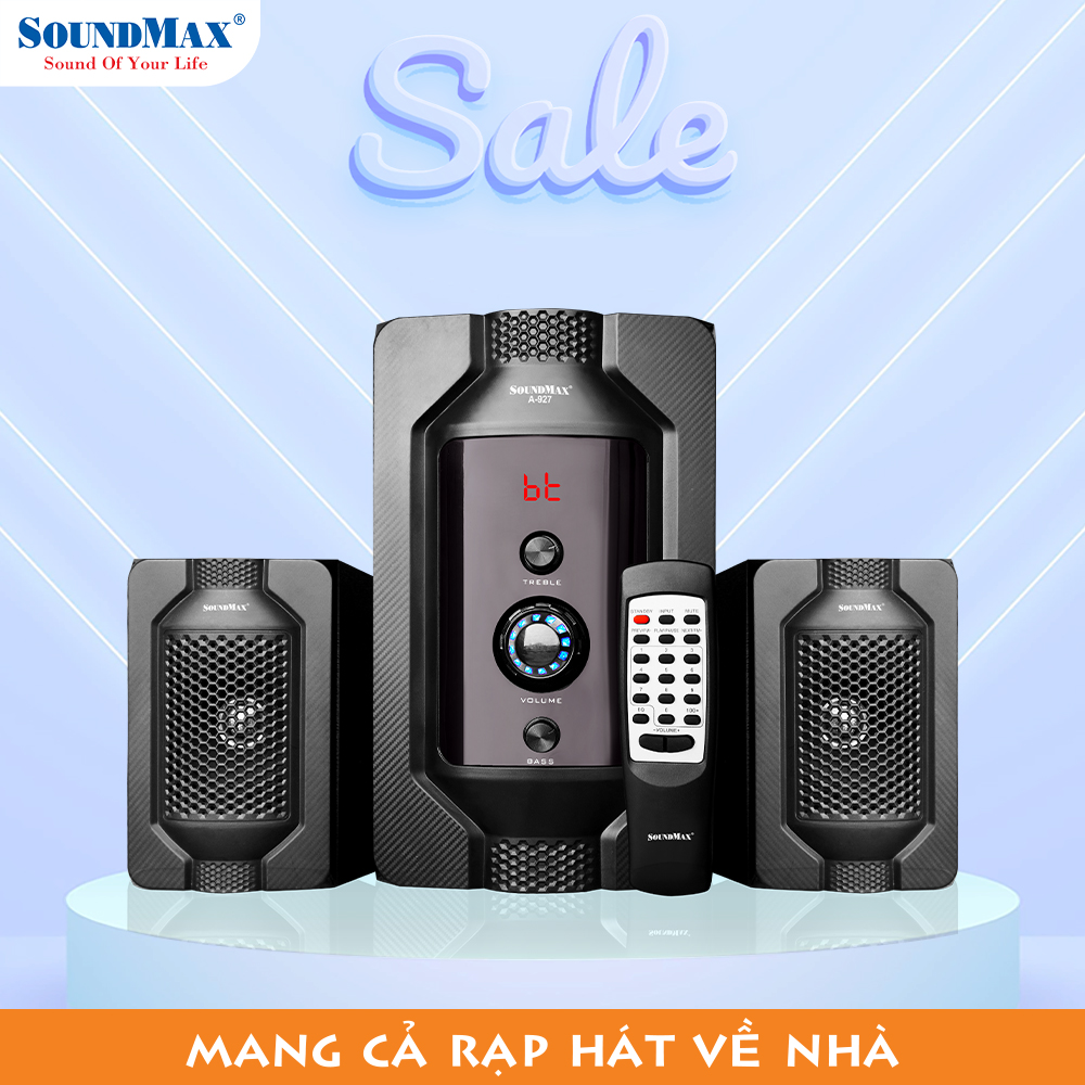 [Hàng chính hãng] Loa vi tính 2.1 kênh SoundMax A-927 | Loa bluetooth SoundMax A927 | Có remote - Loa Nghe Nhạc - Hàng Chính Hãng