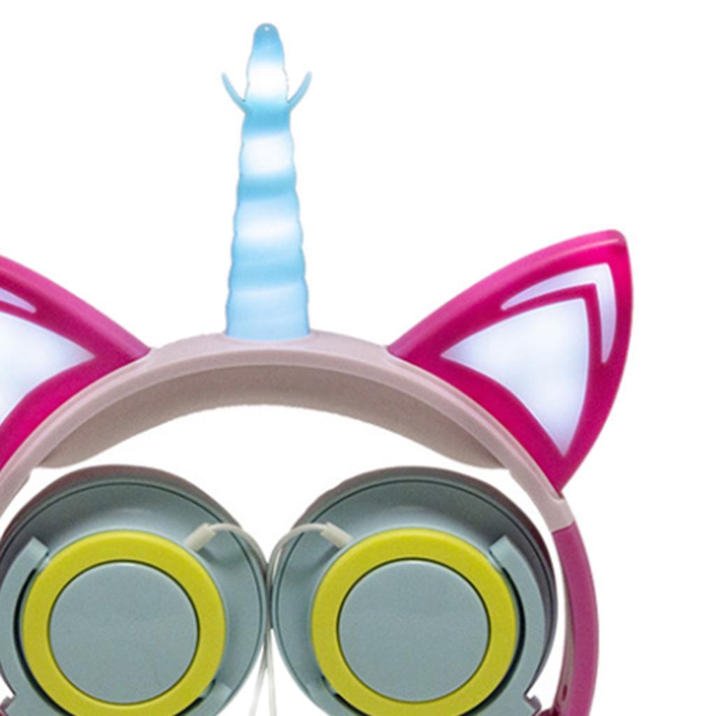 Cat Ear Unicorn Kids Headphones LED Flashing Girls Headband