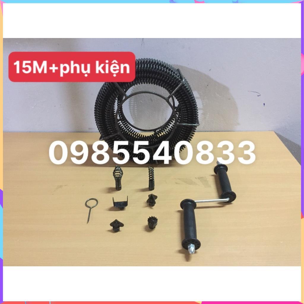 Dây thông tắc cống dài 15M dùng tay quay, thông bồn cầu,bồn rửa mặt,thông đường ống nước